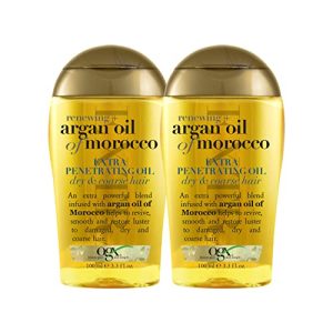 OGX Set of 2 Extra Strength Renewing + Argan Oil of Morocco Penetrating Hair Oil Treatment, Deep Moisturizing Serum for Dry, Damaged & Coarse Hair, Paraben-Free, Sulfated-Surfactants Free, 3.3 Fl Oz