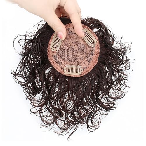 100% Real Human Hair Toppers For Thinning Hair Natural Brown Curls Hair Pieces For Women Clip In Top Hair Toupee 9 * 9cm Mesh Base Hair Extensions For Gray Hair - Image 6