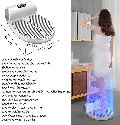 Body Dryer, 1350w Electric Body Hair Skin Dryer Machine with Gravity Sensor and Touch Switch, Cold and Warm Hair Dryer for Commercial Hotel,Waterproof (Color : Withweightscale) (Withoutweightscale) - Image 2