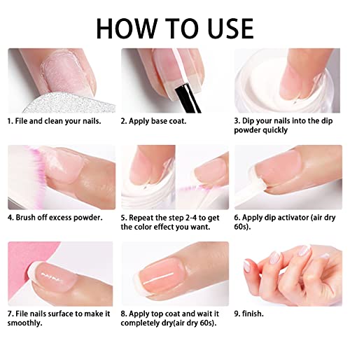 Lofuanna Dip Powder Nail Kit Starter Set 4 Colors, Base & Top Coat, No UV - Image 6