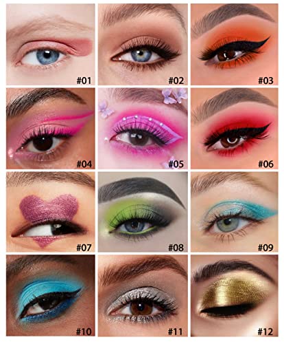 MAEPEOR Cream Eyeshadow Stick Set 12 Colors Highly Pigmented Matte Shimmer Eye Shadow Waterproof and Long Lasting Eyeshadow Stick Eye Liner Pen With Built-in Sharpener (12 Colors, Set A) - Image 2