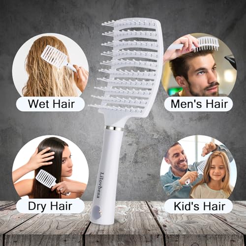 Ergonomic White Detangling Hair Brush for All Hair Types - Image 4