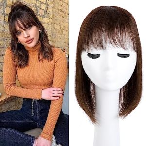 JIAJIA Teresa 10 Inch Clip-in Human Hair Topper with Bangs for Thinning Hair