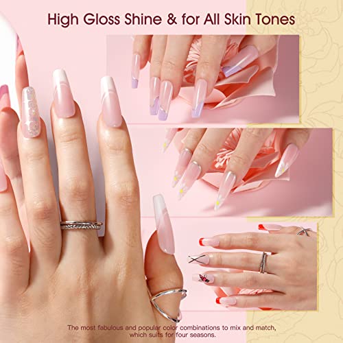 ROSALIND 60ML Pink Poly Nail Gel, Peach Pink Poly Extension Gel for Nails Nature Poly Pink Gel Color Builder Nail Strengthen Gel Poly Nail Art Design, Poly Acrylic Gel Packs for Women Christmas - Image 2