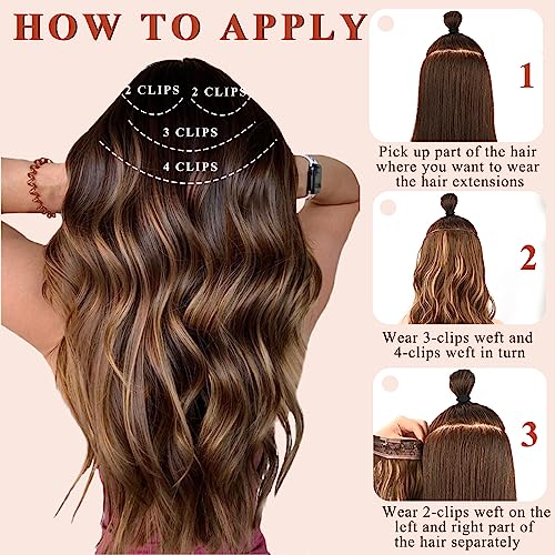 NAYOO Clip in Curly Hair Extensions 4PCS Long Wavy Synthetic Thick Hairpieces with Fiber Double Weft for Women Hair Full Head (20 Inch, Ginger Orange) - Image 8
