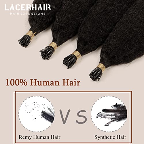 Kinky Straight I Tip Hair Extensions Natural Black 50 Strands 16 Inch 50 Gram - Image 6