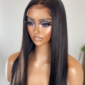 18 Inch Brazilian Virgin Human Hair Straight Lace Front Wig 13x4 HD Lace 180% Density