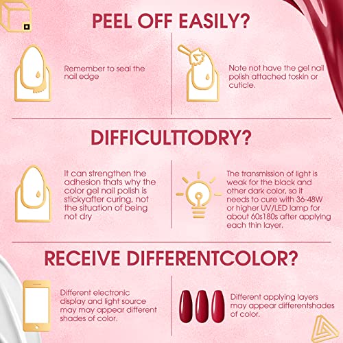 VOXURY 2-Piece Long-Lasting Gel Nail Polish Set, White and Red Colors, Home Use - Image 9
