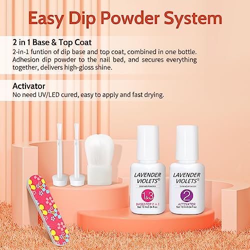 Lavender Violets 42 Colors Dip Powder Nail Kit Starter Yellow Orange Red Nude Pink Blue Green Brown Dipping Powder Set for Home Salon Dip Manicure - Image 7