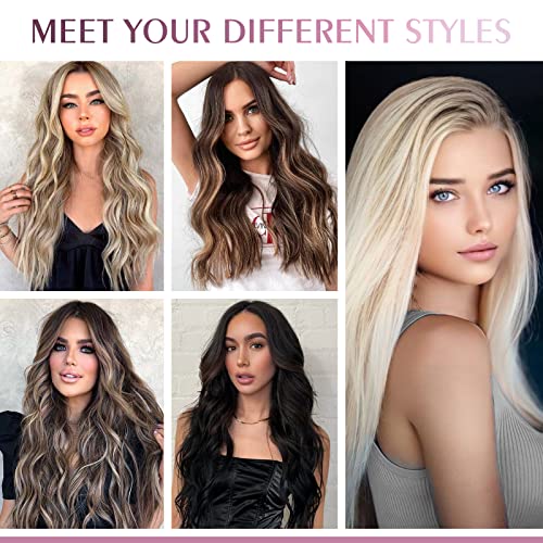 Human Hair Extensions Clip for Women, Clip in Real Human Hair Extensions Straight with Double Weft, 5 pcs with 14 clips,85 Gram (#60 Ash Platinum Blonde, 12 Inch) - Image 6