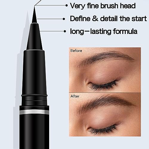 MAEPEOR 2PCS Ultra-Fine Eyeliner 5 Colors 2-in-1 Multifunctional Liquid Eyeliner Eyebrow Pencil Longlasting Waterproof Smudge-proof Quick Drying Eye Makeup Pen (2PCS, 03 Light Brown) - Image 5