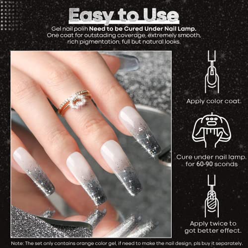 modelones Gel Nail Polish, 15ML Shade of Black Glitter Holiday Gel Polish Soak Off LED Color Nail Polish, 0.5 Fl Ounce - Image 6