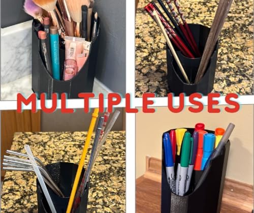 Makeup Brush Organizer Holder Stand,Compact, 3 slot, Black Countertop Vanity Brush Storage Display Stand for Foundation Powder Blush Brushes Pen Pencil holder for desk Made in North America - Image 7