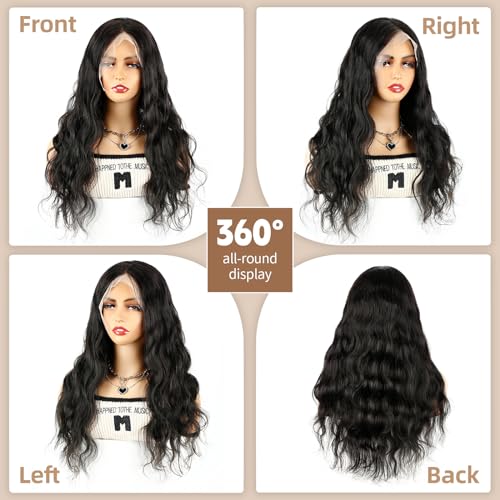 Body Wave Lace Front Wigs Human Hair 13x4 HD Lace Front Wigs Human Hair 180% Density Wigs For Women Lace Frontal Glueless Wigs Human Hair Pre Plucked With Baby Hair 26inch - Image 3