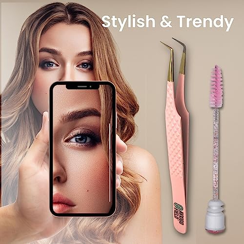 Limited Edition Baby Pink 90 Degree Lash Tweezers for Precision Application - Image 4
