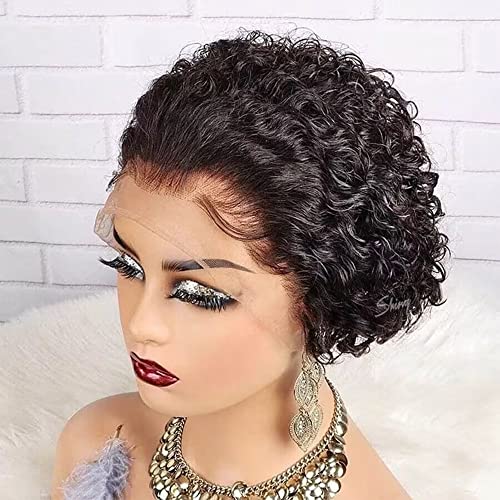 Short Pixie Cut Lace Front Wigs Human Hair for Women Short Curly Bob Wig Water Wave Short Curly Wigs for Black Women 13x4 HD Pixie Cut Wig Brazilian Virgin Human Hair Wigs 150% Density - Image 4