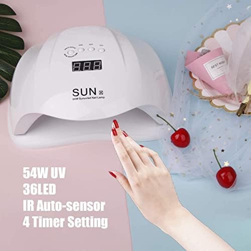 54W Gel UV LED Nail Lamp, Nail Dryers for Gel Polish Curing Lamp with 36 Dual Light Source LEDs, 4 Timer Setting Gel Nail Polish Kit with UV Light, Professional Polygel Nail Kit - Image 2