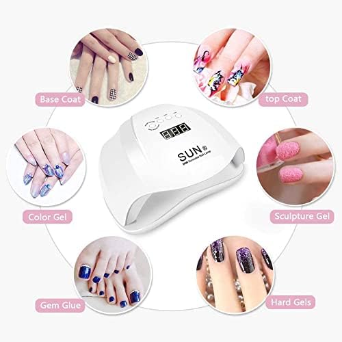 54W Gel UV LED Nail Lamp, Nail Dryers for Gel Polish Curing Lamp with 36 Dual Light Source LEDs, 4 Timer Setting Gel Nail Polish Kit with UV Light, Professional Polygel Nail Kit - Image 3