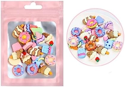 570 Piece Pink Kawaii Candy Nail Charms with Bows Nail Art Decals for Nails