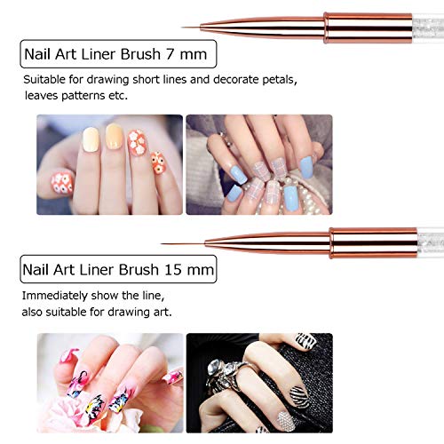 5Pcs Rose Gold Nail Art Brush Set with Rhinestone Handle for DIY Manicure and Salon - Image 5