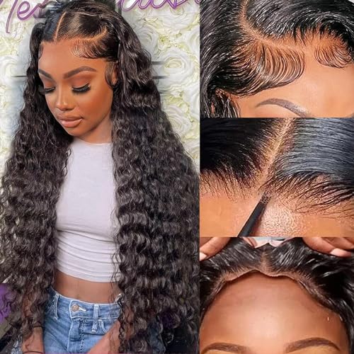 5x5 Glueless Wigs Human Hair Pre Plucked Pre Cut Water Wave 180% Density Wear and Go Glueless Wig 5x5 HD Lace Closure Wigs Human Hair Lace Front Wigs Human Hair Natural Color 30 inch