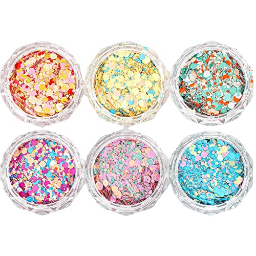 6 Boxes Irregular Nail Glitter Sequins Set for Nails Art and DIY Decoration