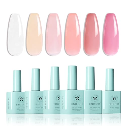 6 Color Nude Pink White Gel Nail Polish Kit with UV Lamp for Home Manicure