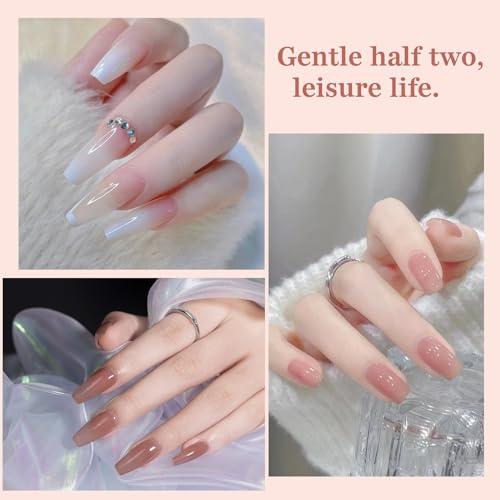 6 Color Nude Pink White Gel Nail Polish Kit with UV Lamp for Home Manicure - Image 6