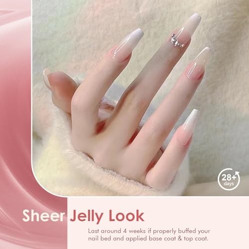 6 Color Nude Pink White Gel Nail Polish Kit with UV Lamp for Home Manicure - Image 4