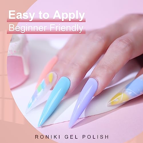 Pastel Gel Nail Polish Set 6 Colors - Spring Summer Macaron Shades Nail Art - Image 3
