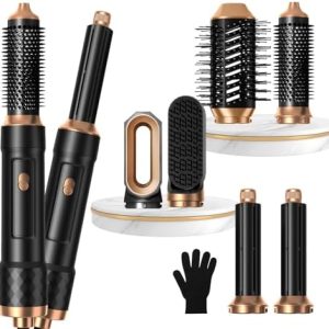 6 in 1 Hair Dryer Brush,Negative Ionic Hot Air Brush,Detachable Blow Dryer Brush, Hair Styling Tool Set, Round Hot Air Straightener Brush Volumizer,Thermal Brush,Air Curler Wand,Brush Blow Dryer Set