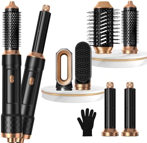 6 in 1 Hair Dryer Brush,Negative Ionic Hot Air Brush,Detachable Blow Dryer Brush, Hair Styling Tool Set, Round Hot Air Straightener Brush Volumizer,Thermal Brush,Air Curler Wand,Brush Blow Dryer Set