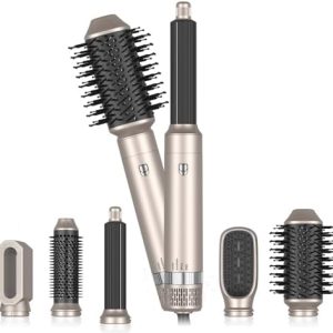 6-in-1 Hot Air Brush with Ionic Technology, 1000W Power, 60000RPM Motor, Lightweight