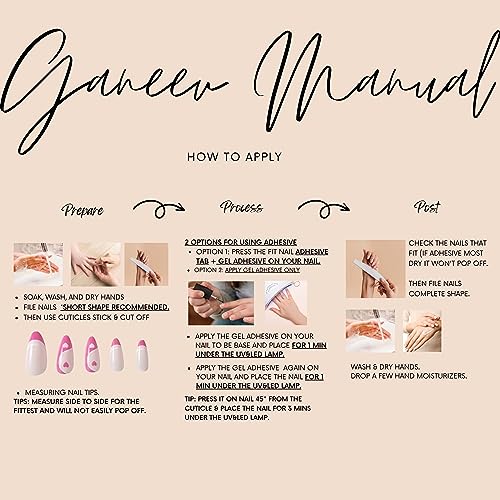 6-in-1 Premium Pink Pearl Almond False Press-on Nails Kit with Nail Glue Gel and 6W UV Lamp, 24 Count - Image 7