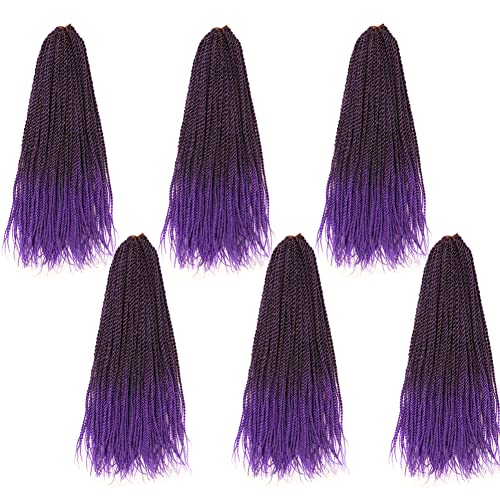 6 Packs 22 Inch Senegalese Twist Crochet Hair Braids T1B/Purple Small Havana Twist Crochet Braiding Hair Senegalese Twists Hairstyles For Black Women 30strands/pack (22 Inch, Ombre Purple)