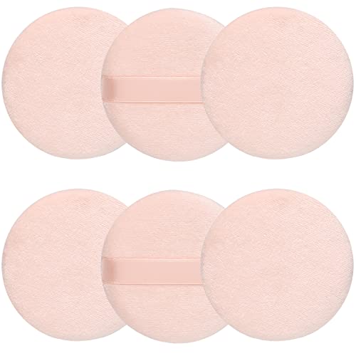 6 Pcs pure cotton super soft powder puff, washable powder puff, loose powder puff, foundation make-up, 2.65 inch round puff.