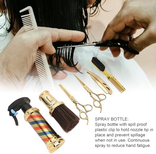 Professional 6-Piece Hair Cutting Scissors Set with Spray Bottle, Comb, Brush, Beard Holder - Image 5