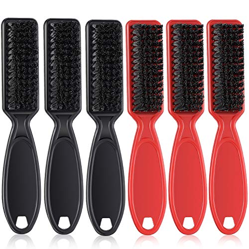 6 Pieces Barber Blade Clipper Cleaning Brush Nylon Trimmer Cleaning Brush Hair Duster Fade Brush Set Kit (Black and Red)