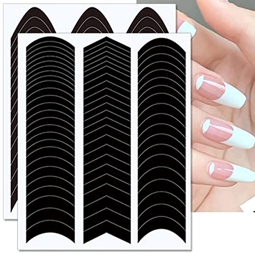 6 Sheets French Manicure Nail Art Stickers 3D Self -Adhesive French Tip V-Shaped Stencils Edge Auxiliary Nail Sticker Decals Nail Stencils for Designer Nail Decoration Nail Guides for DIY Nail Tools - Image 5