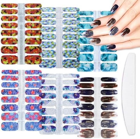 Marble Gradient Nail Polish Strips 6 Sheets for Women Full Nail Art Wraps