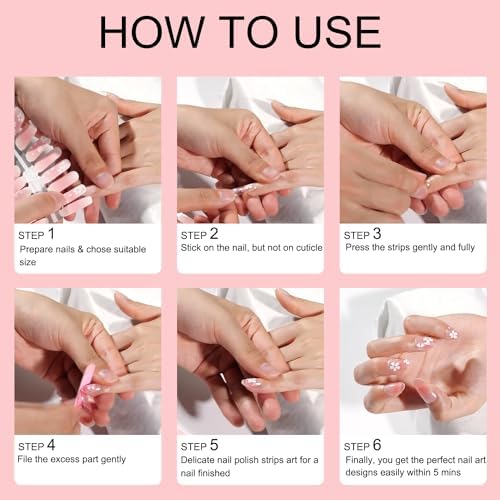 Marble Gradient Nail Polish Strips 6 Sheets for Women Full Nail Art Wraps - Image 7
