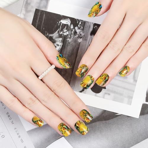 6 Sheets Mix Design Nail Art Strips for Women Gel Nail Stickers Full Nail Wraps for Girls Snake Skin Gloss Anchor Design Nail Polish Stickers Stick On Nails Gel Nail Strips Nail Decals - Image 4