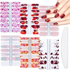 6 Sheets Nail Polish Strips for Women Gel Nail Stickers Full Nail Wraps for Girls Graffiti Wave Mix Designs Nail Polish Stickers Stick On Nails Gel Nail Strips Self Adhesive Nail Art Decals