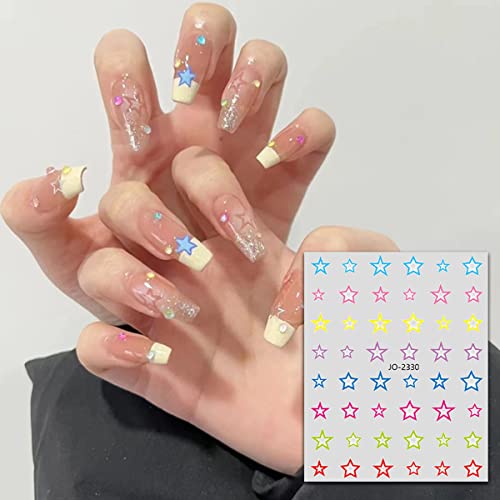 6 Sheets Colorful 3D Star Nail Art Stickers for Women and Girls Crafting - Image 5