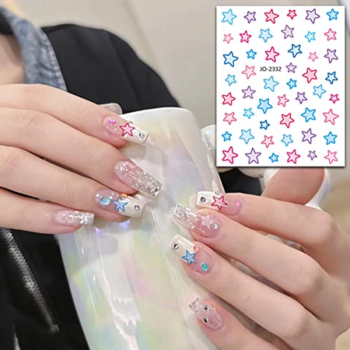 6 Sheets Colorful 3D Star Nail Art Stickers for Women and Girls Crafting - Image 3