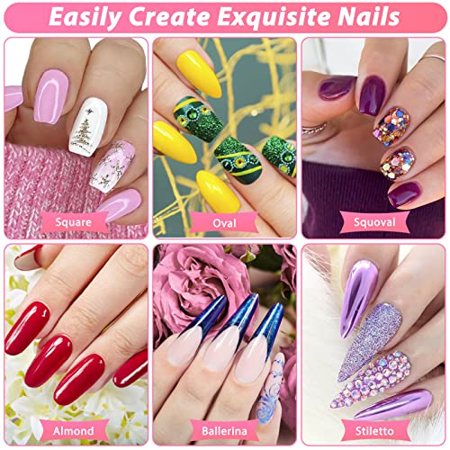 600PCS Clear Coffin Nail Tips Set Qinzave Clear Acrylic Nail Tips with Nail Glue Clear Coffin Nails Tip Full Cover with Nail Display Stand, Cuticle Nail Pusher Remover, Nail Clipper Nail Files Buffer - Image 3
