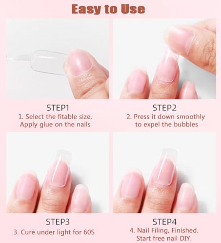 600Pcs Clear No C Curve Coffin Nail Tips, 12 Sizes Pre Shaped Extra Long XL Press on Nail Tips Half Cover Acrylic Soft Gel Nail Tips for Nail Extension Home DIY Nail Salon with green Box - Image 5