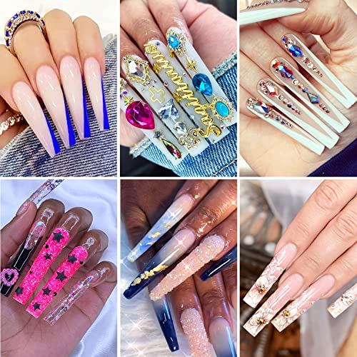 600PCS Square Nail Tips Full Cover, 3XL Clear Nail Tips for Acrylic Nails Professional, XXXL Full Cover Nail Tips No C Curve, Extra Long Tapered Square Fake Nails for Salons Home DIY Nail Art 12 Sizes - Image 8