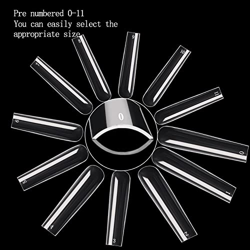 600PCS Square Nail Tips Full Cover, 3XL Clear Nail Tips for Acrylic Nails Professional, XXXL Full Cover Nail Tips No C Curve, Extra Long Tapered Square Fake Nails for Salons Home DIY Nail Art 12 Sizes - Image 9