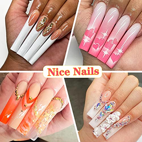 600PCS Square Nail Tips Full Cover, 3XL Clear Nail Tips for Acrylic Nails Professional, XXXL Full Cover Nail Tips No C Curve, Extra Long Tapered Square Fake Nails for Salons Home DIY Nail Art 12 Sizes - Image 3